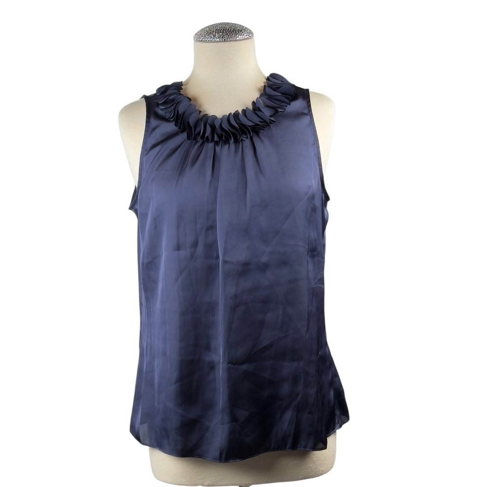 Anne Klein Ruffled Blue Blouse